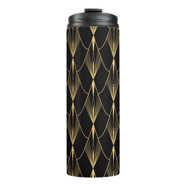 Bouteilles Isothermes Art Déco : Noir Or sans couture luxe (Devant)