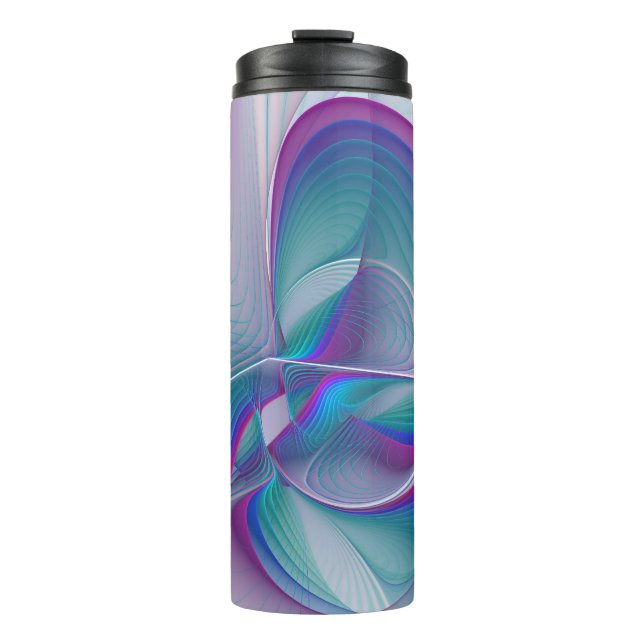Bouteilles Isothermes Art Fractal Abstrait rose bleu turquoise (Devant)