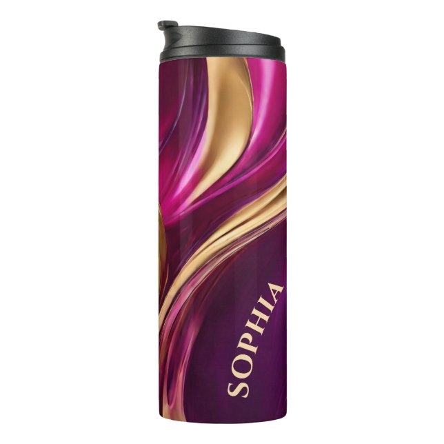 Bouteilles Isothermes Art-Fuchsia Abstrait moderne violet et or- (Tourné sur la droite)