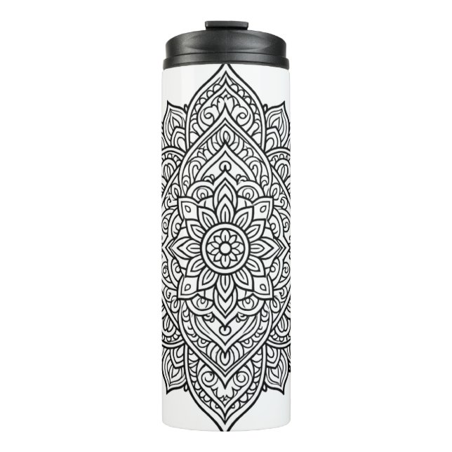 Bouteilles Isothermes Art mandala aux lignes noires complexes (Devant)
