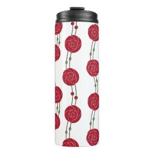 Bouteilles Isothermes Art Nouveau Mackintosh Roses Rayures Rouge