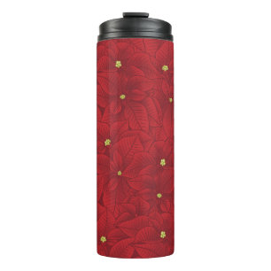 Bouteilles Isothermes Art Nouveau Retro Rouge Floral Noël Poinsettia