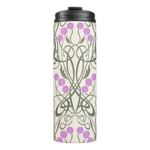 Bouteilles Isothermes Art Nouveau Roses roses et tiges sinueuses