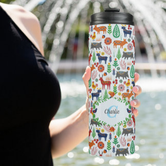 Bouteilles Isothermes Art populaire scandinave Monogramme Motif Boho Mod