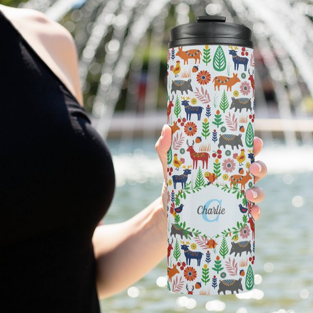 Bouteilles Isothermes Art populaire scandinave Monogramme Motif Boho Mod (Créateur téléchargé)