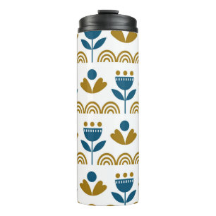 Bouteilles Isothermes Art populaire scandinave, motif coloré.