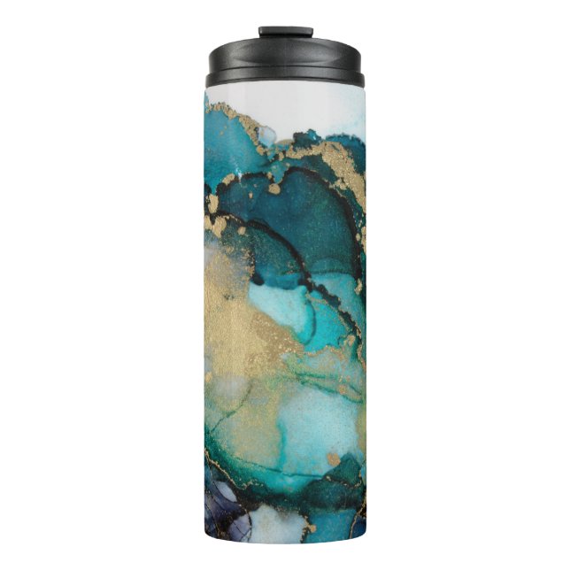 Bouteilles Isothermes Artabstracte turquoise d'alcool d'alcool noir, art (Devant)