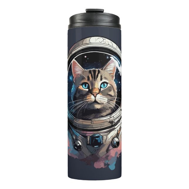 Bouteilles Isothermes Astronaut Chat Dans L'Espace Aquarelle Art (Devant)