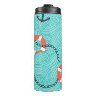 Bouteilles Isothermes Attributs nautiques Motif libre sans couture