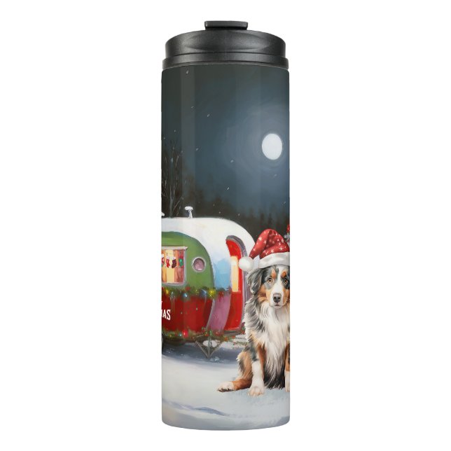 Bouteilles Isothermes Australian Shepherd Caravan Christmas Adventure (Devant)