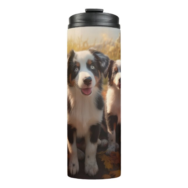 Bouteilles Isothermes Australian Shepherd Puppy Citrouille de plaisir d' (Devant)