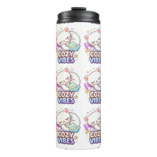 Bouteilles Isothermes Autocollant de chat Cozy Vibe | Joli chat endormi