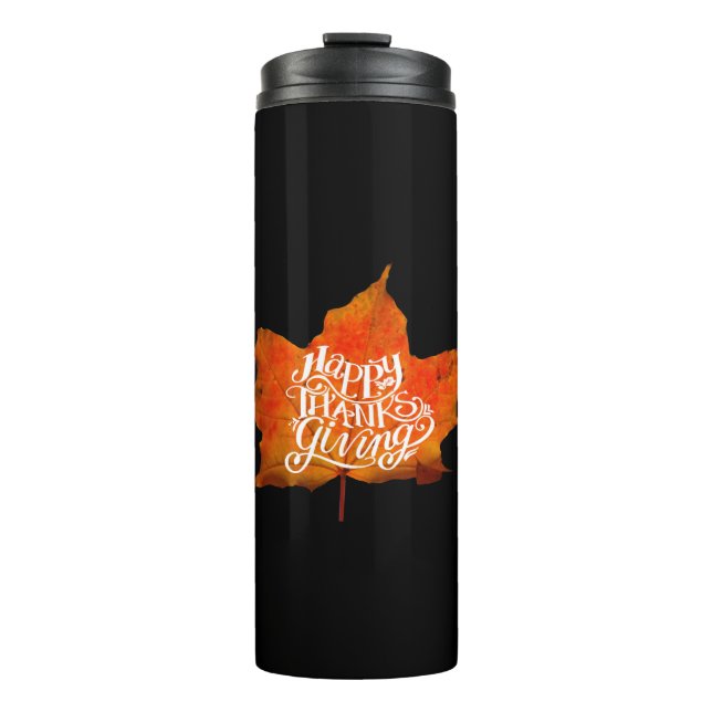 BOUTEILLES ISOTHERMES AUTOMNE FEUILLES BON THANKSGIVING JOUR (Devant)