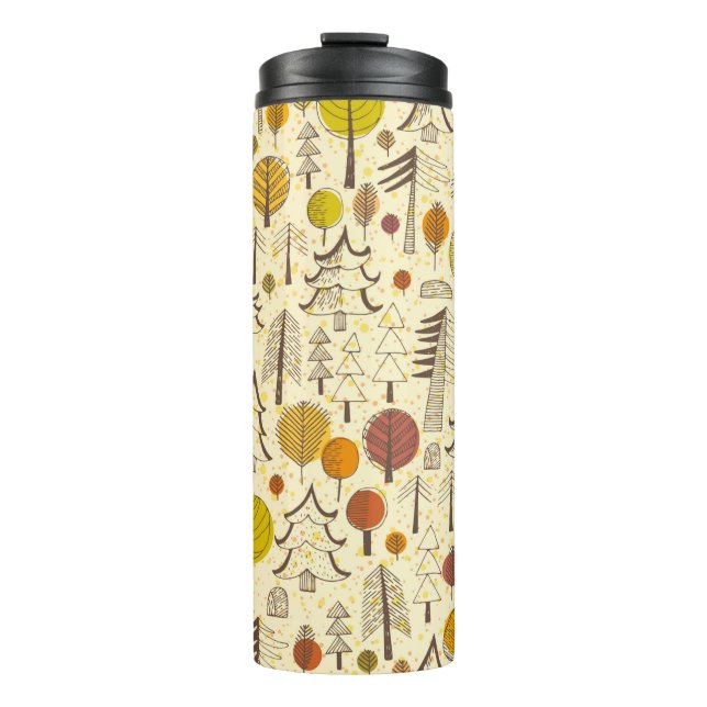 Bouteilles Isothermes Automne. Motif sans couture avec forêt, dos d'auto (Devant)