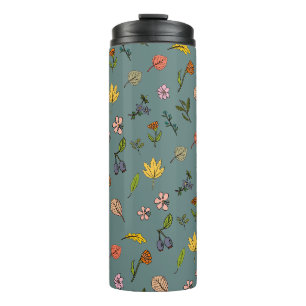 Bouteilles Isothermes automne rose rouge fleurs et vert feuille