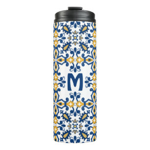 Bouteilles Isothermes Avec initiale 💛 💙azulejos bleus et jaunes
