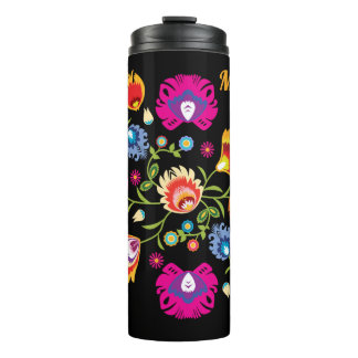Bouteilles Isothermes Avec nom folklore polonais avec fleurs roses