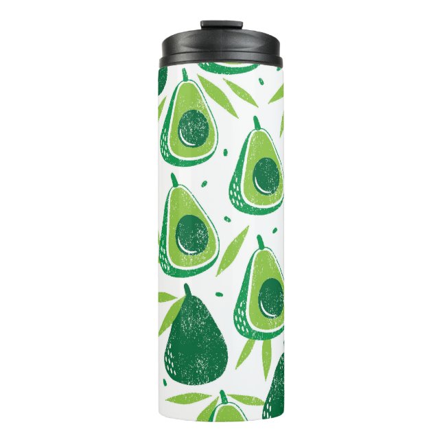 Bouteilles Isothermes Avocado, timbre texturé, motif transparent. (Devant)