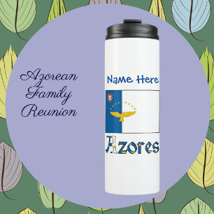 Bouteilles Isothermes Azores Drapeau Azoréen Bleu Personnalisation Nom