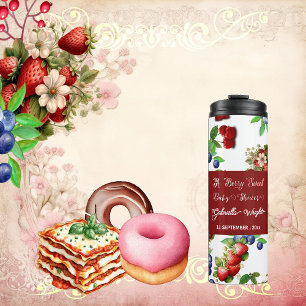Bouteilles Isothermes Baby shower aux fraises rouges Blue Berry Sweet