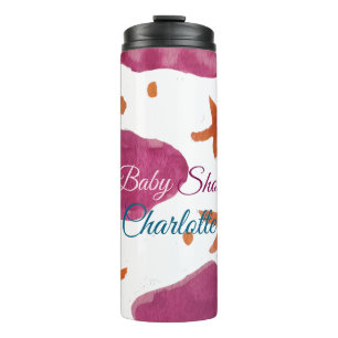 Bouteilles Isothermes Baby shower nuages rose bleu ajouter nom aquarelle