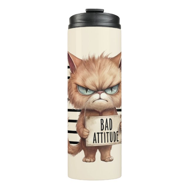 Bouteilles Isothermes Bad Attitude Chat Mugshot - Drôle Feline Design (Devant)