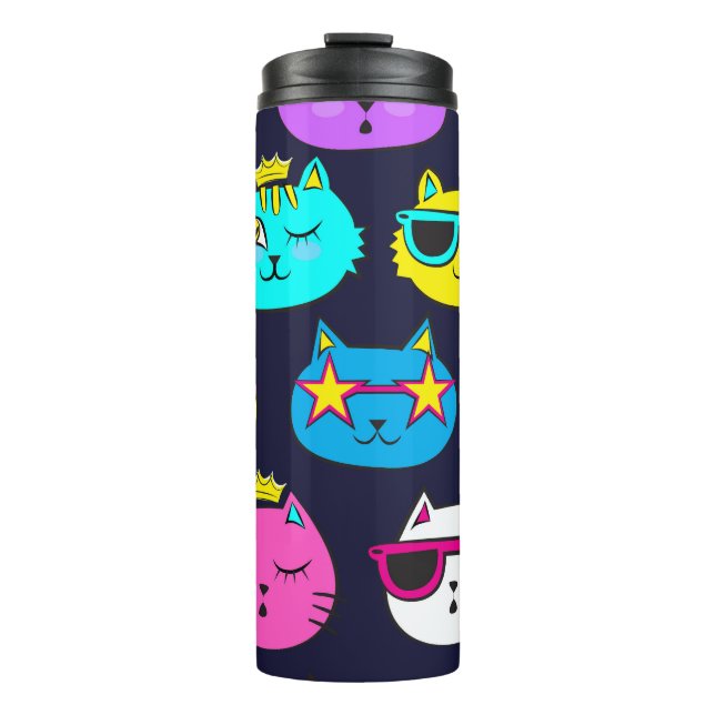 Bouteilles Isothermes Badges de chat, textile pop art (Devant)