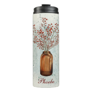 Bouteilles Isothermes Baies Ilex dans un Vase Tumbler Thermal