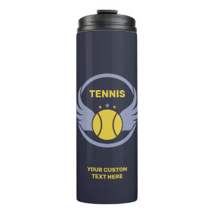 Bouteilles Isothermes Bal de tennis en texte personnalisé avec ailes