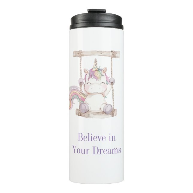 Bouteilles Isothermes Balançoire Licorne Blanche Violette   (Devant)