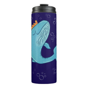 Bouteilles Isothermes Baleine Roi avec Couronne Art Populaire Océaniqu