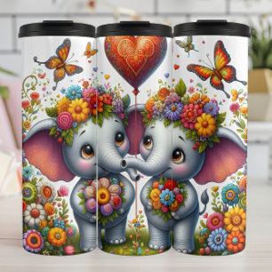 Bouteilles Isothermes Ballon en forme de cœur floral éléphant bébé