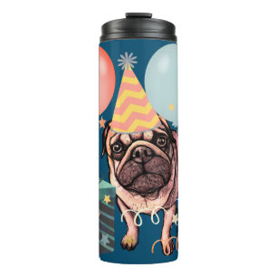 Bouteilles Isothermes Ballons de fête de célébration de Pug avec confett