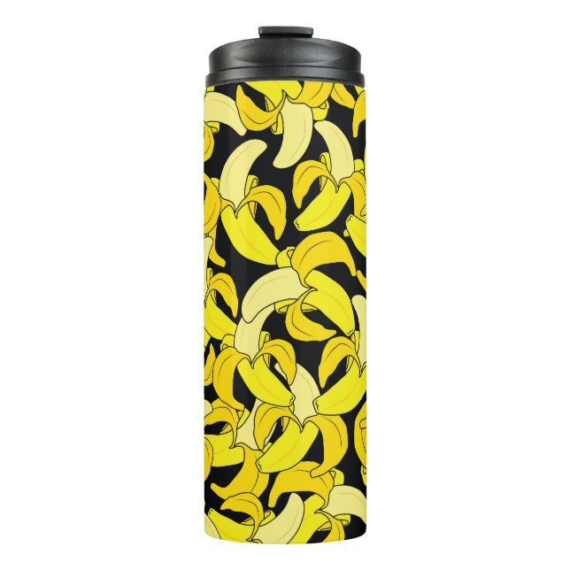 Bouteilles Isothermes Bananes jaunes vintages : Arrière - plan noir (Devant)