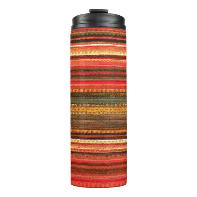Bouteilles Isothermes Bande de textile à rayures rouge orange et vert (Devant)