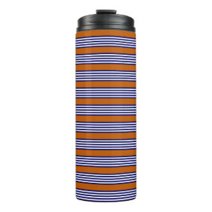 Bouteilles Isothermes Bandes bleu marine et blanc avec orange brûlé