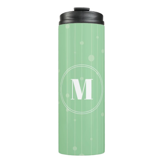 Bouteilles Isothermes Bandes et points verts, lettre initiale (Devant)