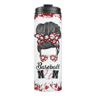 Bouteilles Isothermes Baseball Maman Messy Bun Red Travel Tumbler