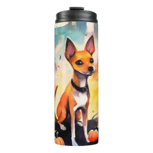 Bouteilles Isothermes Basenji Halloween avec citrouilles effrayant