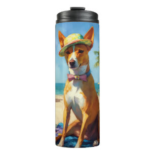 Bouteilles Isothermes Basenji sur la plage, cadeau d'été pour les amoure