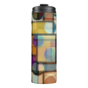 Bouteilles Isothermes Basse bâtisse en poly pixel, motif géométrique.