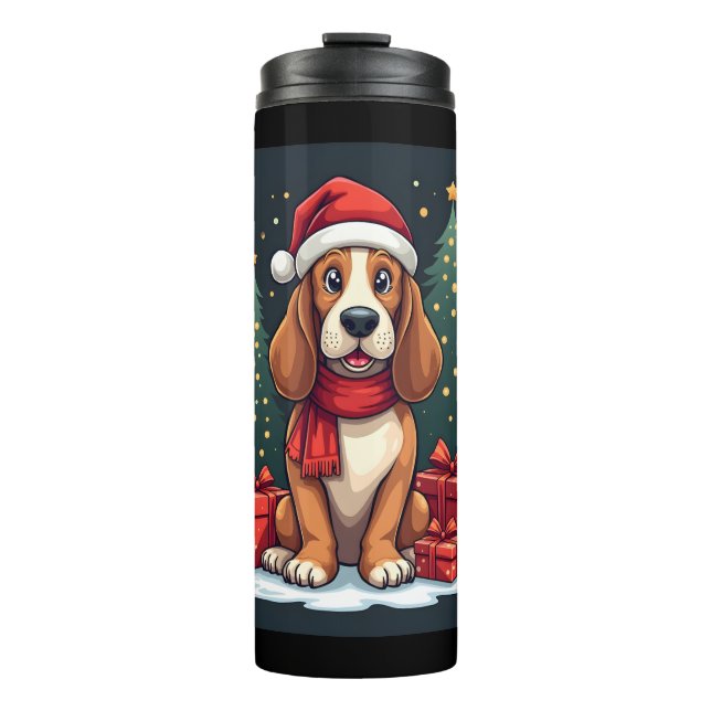 Bouteilles Isothermes Basset Hound Chien Fêtes de Noël Père Noël Amoureu (Devant)