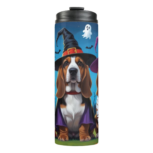 Bouteilles Isothermes Basset Hound Chiens Citrouille Halloween Funny (Devant)