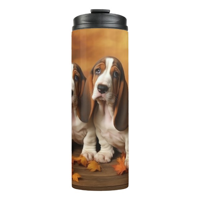 Bouteilles Isothermes Basset Hound Chiot Automne Citrouille de plaisir (Devant)