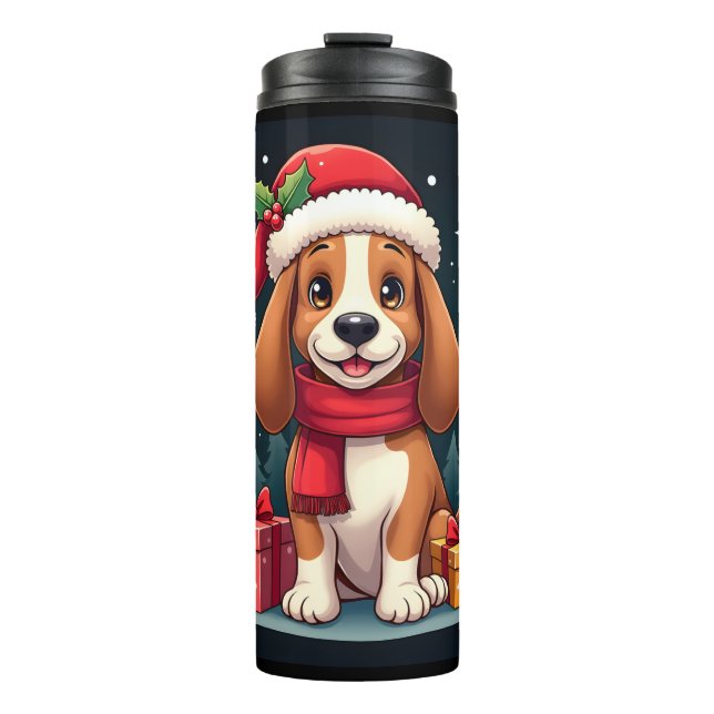 Bouteilles Isothermes Basset Hound Dog Christmas Outfits Santa Hat Dog X (Devant)
