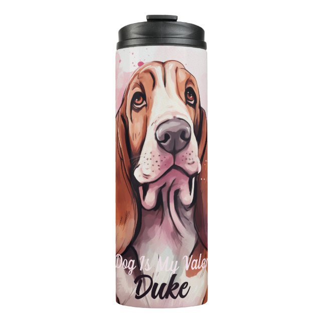 Bouteilles Isothermes Basset Hound Dog Est Mon Valentin Personnalisé (Devant)
