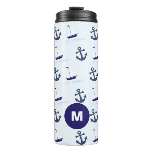 Bouteilles Isothermes Bateau à voile et Motif d'Ancres Monogramme