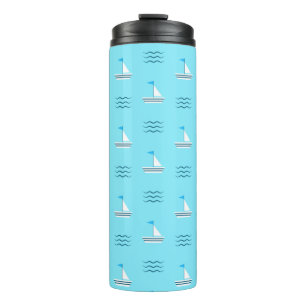 Bouteilles Isothermes Bateaux À Voile Sur Le Motif De La Mer Bleue