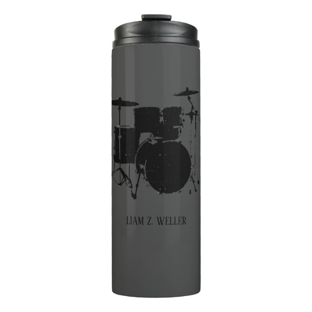 Bouteilles Isothermes Batterie Musique tambour Noir Tumbler Thermique (Devant)