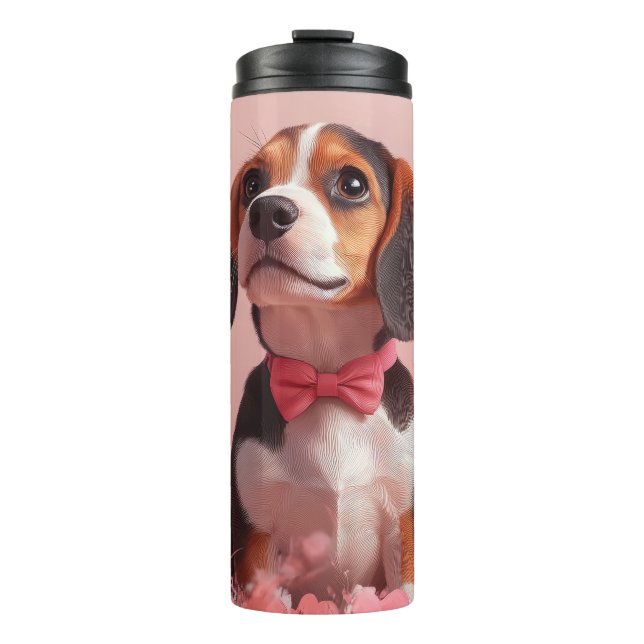 Bouteilles Isothermes Beagle avec des roses - Saint-Valentin (Devant)